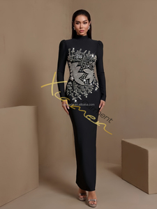 Robes de soirée élégantes à sequins argentés Ocstrade Fashion, col haut, manches longues, pour femmes, modèle 2026 - Product Image 5