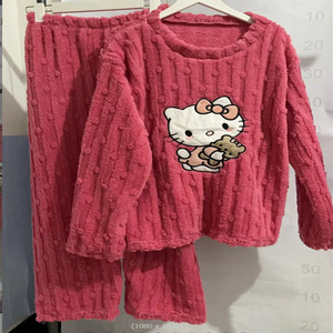 <span class=keywords><strong>Pigiama</strong></span> in pile da <span class=keywords><strong>donna</strong></span> <span class=keywords><strong>con</strong></span> stampa gatto, vita elasticizzata, maniche lunghe, abbigliamento da casa e da notte, <span class=keywords><strong>con</strong></span> logo frontale, per autunno e primavera - Product Image 4