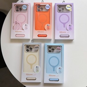 เคสโทรศัพท์มือถือซิลิโคนแม่เหล็กคุณภาพสูงพร้อมขาตั้ง สำหรับ iPhone 18 17 16 15 Pro Max สีพื้น ป้องกันเลนส์ ฝาหลัง - Product Image 1