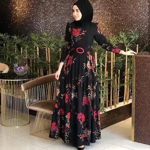 이슬람 & 두바이 숙녀 전체 길이 긴 소매 가운 abaya kaftan 스타일 터키 캐주얼 드레스