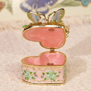 Caja de Joyería de Aleación Esmaltada con Diseño de Mariposa y Corazón, Estilo <span class=keywords><strong>Neoclásico</strong></span>/Europeo, Regalo Creativo para el Día de San Valentín, Artículo Decorativo - Product Image 5