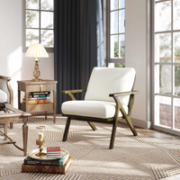 Fauteuil inclinable moderne en bois massif avec revêtement en tissu blanc pour salon