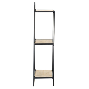 <b>Wall</b> Shelf 20x8x32 In Black Metal With Wood Shelves For Indoor Outdoor Use - Product Image 4
