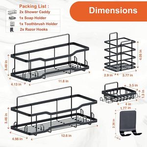 Spanish <b>Shower</b> Shelf Bathroom <b>Corner</b> Accessories Vintage <b>Caddy</b> Organizers Luxury Sets Chrome Wall Mount Shelf Without Drilling - Product Image 3