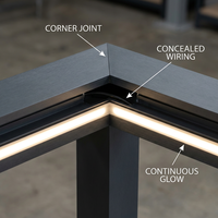 Pérgola Moderna Motorizada con Persianas y Luces LED Integradas para Cocina Exterior, Balcón Residencial, Patio Trasero, Comedor, Gazebo