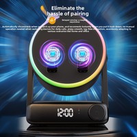 Speaker Nirkabel Pintar, Dudukan Ponsel & Tablet, Lampu Warna RGB, Jam, Speaker Multifungsi