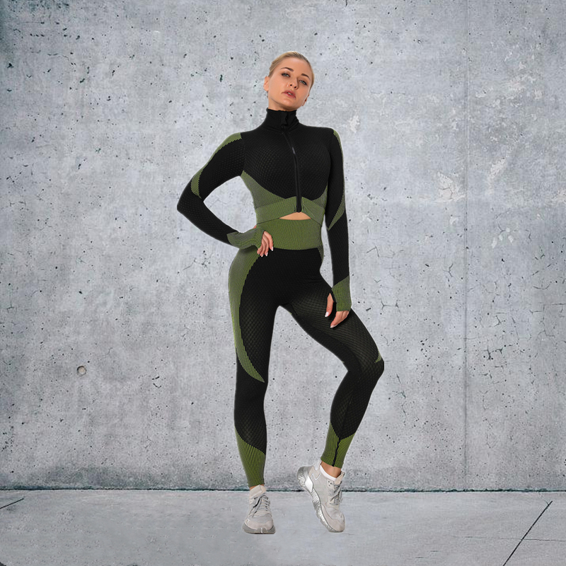 5 colors Fashion Modern Breathable Workout Clothing Women Active Wear Yoga Set hygroscopic and sweat releasing