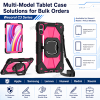 Funda Protectora 360° a Prueba de Golpes para Redmi Pad 2 Pro 12.1 Poco Pad M1 12.1 2025 con Soporte Giratorio, Correa para el Hombro, Apta para Niños