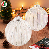 Boule de Noël à paillettes transparentes multi-tailles en gros, ornement suspendu, boule rayée pour arbre de Noël, décoration de fête familiale en intérieur