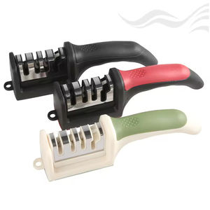 Aiguiseur de couteaux manuel professionnel multi-étapes (3/4 niveaux) de cuisine, design ergonomique premium, affûtage rapide - Product Image 1