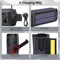 Radio d'urgence solaire portable XSY-320 avec batterie 5000mAh Meilleur vendeur européen Nouveau modèle Quatre modes de charge Lampe de lecture