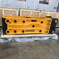 Ciseaux hydrauliques SB121 pour excavatrices (28-35 tonnes) – Diamètre de la pointe de 155 mm, accumulateur automatique, couleur jaune, garantie 1 an