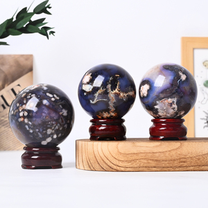 Wholesale Hand Polished <b>Crystal</b> Healing Stone Blue Flower Agate <b>Crystal</b> <b>Ball</b> Sphere for Decoration - Product Image 4