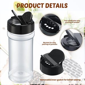 16oz/Wholesale Eco-Friendly PET Plastic Kitchen <b>Spice</b> <b>Jars</b> & Salt/Pepper Shakers with Custom Logo and Lid - Product Image 3