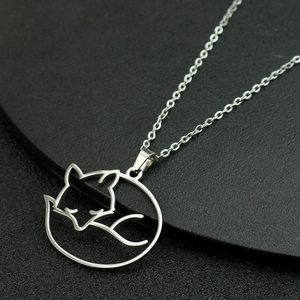 Collar Minimalista <span class=keywords><strong>de</strong></span> Acero Inoxidable para Mujer, Joyería <span class=keywords><strong>de</strong></span> Uso Diario, Regalo Elegante, Lindo Collar con Colgante <span class=keywords><strong>de</strong></span> Animal, Diseño <span class=keywords><strong>de</strong></span> Zorro o Perro - Product Image 5