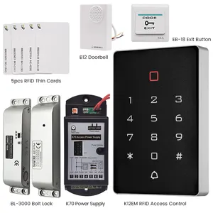 Sistema de control de acceso independiente, bloqueo de perno eléctrico de 125khz, compatible con tarjeta rfid y contraseña, desbloqueo con fuente de alimentación