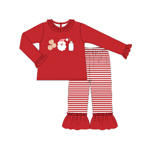 Vente en gros de vêtements de Noël rouges avec appliques du Père Noël pour enfants, garçons et filles, barboteuse d'hiver en coton tricoté pour bébés - Product Image 6