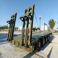 Semi-remorque surbaissée 4 essieux 100 tonnes, semi-remorque surbaissée 120 tonnes pour transport lourd, châssis porte-conteneurs, transport surbaissé à col de cygne