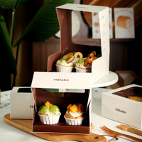 Boîte d'emballage pour cupcakes de style moderne personnalisée, boîte à croissants carrée 2 ou 4 pièces, boîtes à pâtisserie pour tartes aux œufs, contenants pour gâteaux et desserts