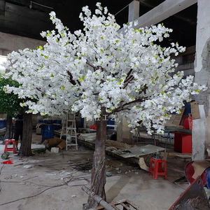Grand arbre artificiel en fibre de verre blanc de 2 à 5 m de haut, simulation de cerisier, pour affichage au sol des centres commerciaux ; <span class=keywords><strong>Fleur</strong></span> de pêcher - Product Image 4
