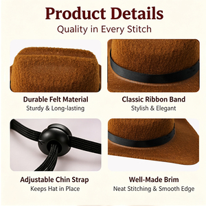 Mini <span class=keywords><strong>Chapeau</strong></span> de Cowboy Rétro en Jean pour Petits Chiens et Chats – Accessoire Réglable pour Fêtes, Vacances et Cosplay – Léger, Confortable, en Non-tissé - Product Image 5