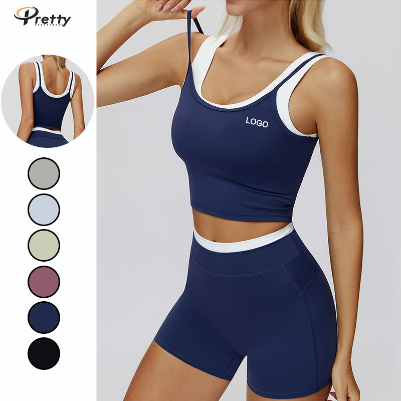 2025 Logo Custom Hot Color Blocking Sale Yoga Women's Clothing Vest Yoga Top Workout Fitness Nylon + Spandex