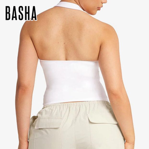 Shorts Crop Top con Logo personalizzato Set di allenamento Sexy per <span class=keywords><strong>palestra</strong></span> completi da donna ad asciugatura rapida nudo sensazione di Yoga Set - Product Image 5