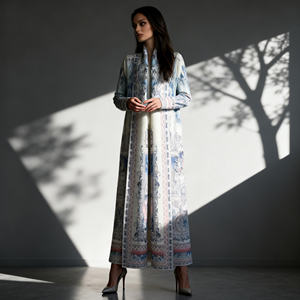 Abaya de Poliéster Estampada Plisada de Lujo Premium de Alta Calidad para Mujeres Musulmanas, Vestido Elegante Personalizado para Ocasiones Especiales, Venta al Por Mayor - Product Image 2