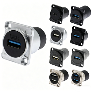 Module de couplage optique USB <span class=keywords><strong>HDMI</strong></span> RJ45 Type C à montage sur panneau de type D, en alliage de zinc, étanche, connecteur de communication industriel - Product Image 1