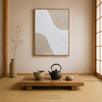 Peinture sur toile abstraite moderne minimaliste 3D peinte à la main avec texture et cadre en bois collé, peinture murale pour décoration murale