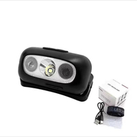 Lampe frontale LED tactique à induction par ondes, rechargeable par USB, en ABS, pour course nocturne et pêche, torche blanche, en promotion
