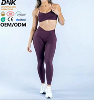 Ensemble de sport 2 pièces sans logo, nouvelle collection été, pour femme, avec haut de yoga dos croisé et leggings, idéal pour le Pilates et le fitness