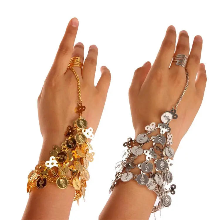 Dance Wear Jewelry Indian Belly Dance Mitigated Hand Accessories Gold Color