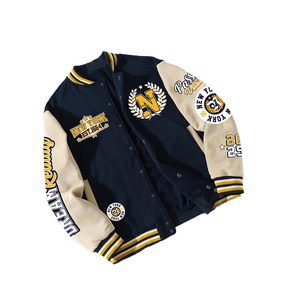 Factory Wholesale Vintage Street Style <b>Heated</b> Baseball Jacket Men Women Autumn Custom DTF DTG Front Logo Varsity <b>Coat</b> - Product Image 1