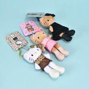 Nuevo Stock estampado de leopardo cuero negro pierna larga Kittied felpa KT juguete corazón hebilla colgante decoraciones PP algodón - Product Image 2