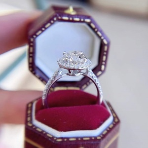 2 <strong>Carat</strong> GRA Certified Fancy Round Shape White Color Moissanite Diamond Halo Ring 18k Solid <strong>Gold</strong> Diamond Wedding Ring - Product Image 6