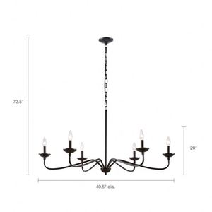 Lustre Vintage à 6 Lumières Style Bougie Classique Grande Branche <span class=keywords><strong>Candélabre</strong></span> en Fer Forgé Suspension pour Salle à Manger Salon - Product Image 1