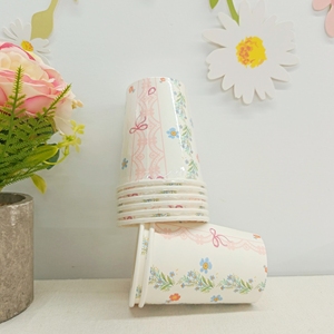 ชุดอุปกรณ์จัดงานเลี้ยงวันเกิดธีมดอกไม้สีชมพู DAMAI Spring Tea Party  ประกอบด้วยจานกระดาษลายโบว์  ถ้วยกระดาษ และผ้าเช็ดปากแบบใช้แล้วทิ้ง - Product Image 4