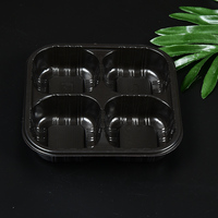 Minxing Einweg-Vierfach-Tablett aus PP-Kunststoff Quadratische Form Modell MX-R-38 für Sushi, Hamburger, Kartoffelchips
