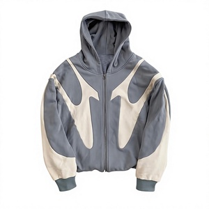 Hiphop Fashion Color Contrast Zipper Hoodie Custom New Men's High Quality Knitted Cotton Top <b>Zip</b> Hoodies Wholesale for Men - Product Image 4