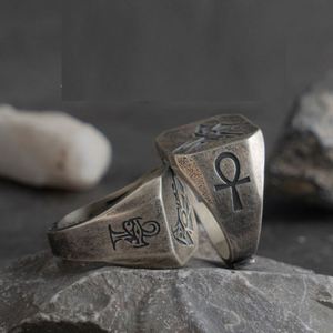Chinese Style Jewelry Finger Band Lattice <b>Ring</b> <b>Black</b> Chain Band Finger <b>Ring</b> <b>for</b> <b>Men</b> Thai Silver Plated Open <b>Ring</b> - Product Image 4