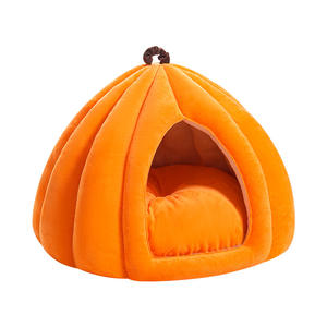 Uso en el hogar Invierno Interior Semicerrado Forma de calabaza Cama súper suave para mascotas Nido de gato Cálido Cachorro Cama para gatos <span class=keywords><strong>Cueva</strong></span> - Product Image 1