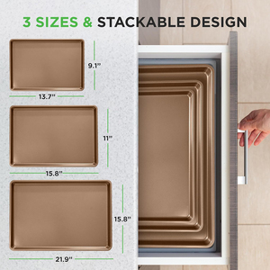 Non-Stick Pan <b>Set</b> 3 Pieces Easy To Clean Carton Steel <b>Bakeware</b> 3 Sizes Cookie Sheets - Product Image 4