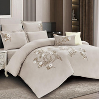 Set Sprei 7-Piece Motif Bunga Elegan, Bahan Mikrofiber Lembut, Sejuk, dan Bernapas, dengan Cetakan Reaktif, Desain Batang Bunga Liar