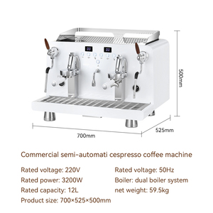 Cafetera Espresso Profesional Semiautomática de Doble Cabezal de Acero Inoxidable para Baristas Comerciales, 9 Bares de Presión, 12L de Capacidad - Product Image 2