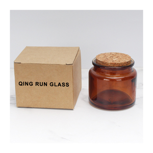Vente en gros de pot à bougie en cire de verre vide transparent blanc noir mat de 8 oz 10 oz 14 oz à large ouverture avec couvercle en liège en <span class=keywords><strong>bois</strong></span> - Product Image 5