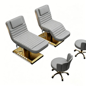 Table de massage électrique de luxe pour <span class=keywords><strong>cils</strong></span> et soins esthétiques, lit de spa, mobilier de salon de beauté, base dorée, lit facial incurvé - Product Image 3