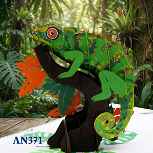 Carte pop-up 3D en papier fait main tendance, motif animal gecko vert, impression offset, logo personnalisé, cadeau promotionnel Thanksgiving - Product Image 1