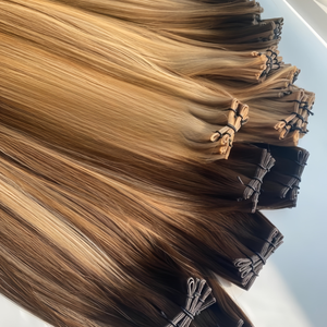ผมต่อแบบไร้รอยต่อ Jasmine Russian Virgin Human Hair Extensions Invisible Genius Weft ผมแท้ 100% แบบ Double Drawn ตัดแต่งและย้อมสีได้ - Product Image 1