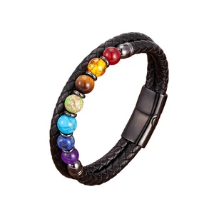 High Quality Wholesale 316L Stainless Steel Custom Fashion <b>Men</b> Gemstone Beads Bracelet - Product Image 1
